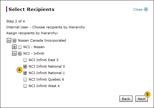 Select internal users by hierarchy.